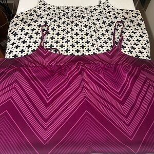 Old Navy Black and White Plus Print Camisole & Purple Chevron Camisole